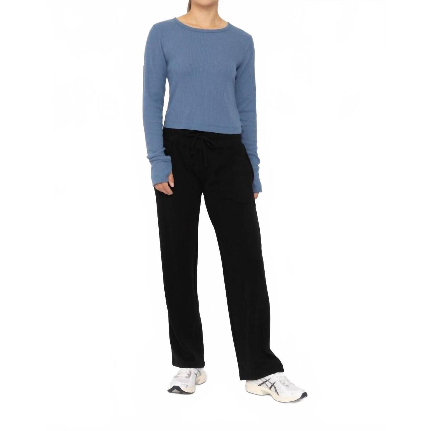 New Mono B Women's Ribbed Crew Neck Top In Blue